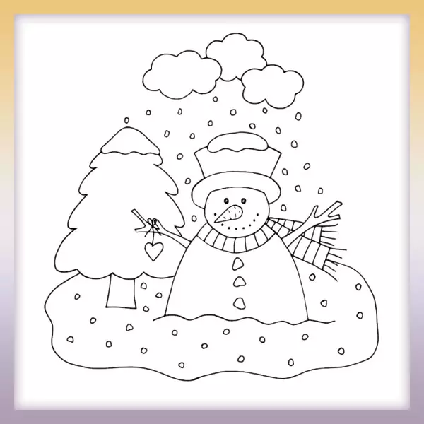 Snowman in a cup - Online coloring page