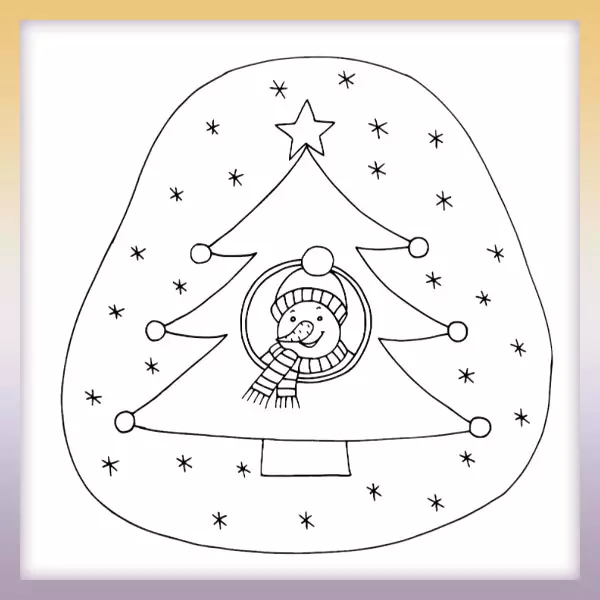 Snowman in a tree - Online coloring page