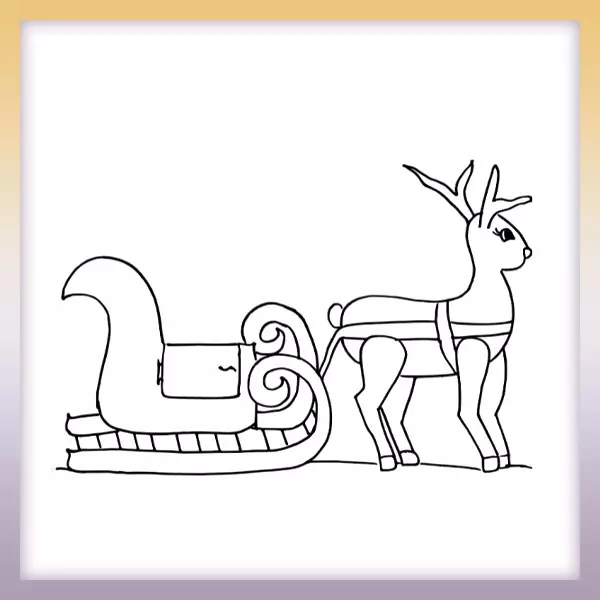 Reindeer and sled - Online coloring page