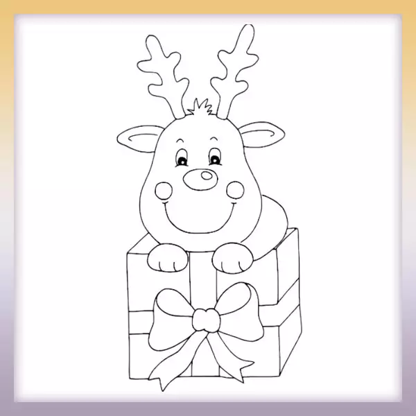Reindeer in a gift - Online coloring page
