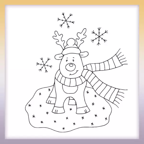 Reindeer in a scarf - Online coloring page