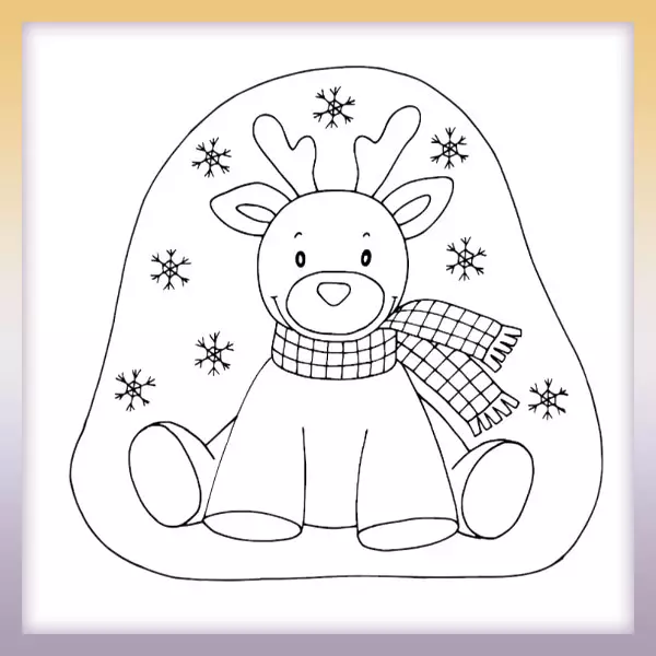 Reindeer with a scarf - Online coloring page
