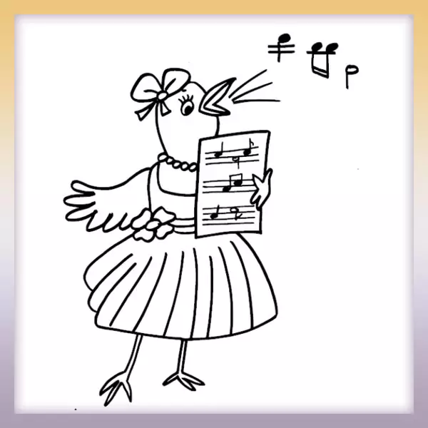 Singing bird - Online coloring page