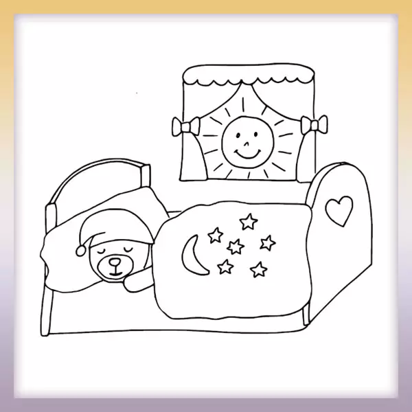 Sleeping teddy - Online coloring page