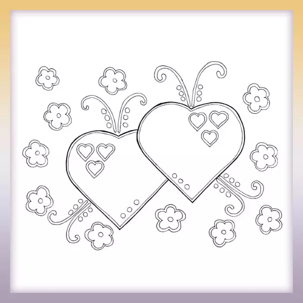 Hearts - Online coloring page
