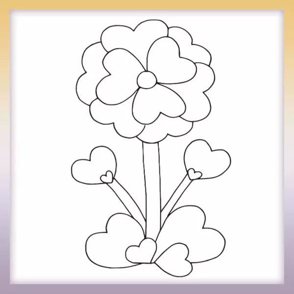 Heart flower - Online coloring page