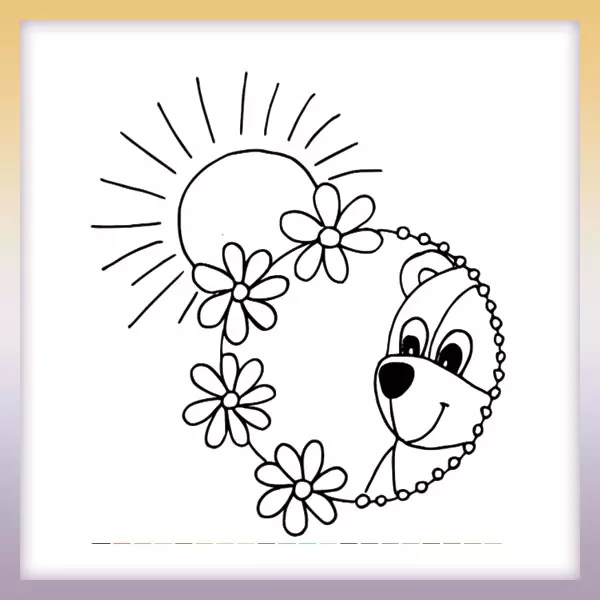 Happy teddy bear - Online coloring page