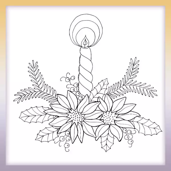 Candle with flowers - Online coloring page