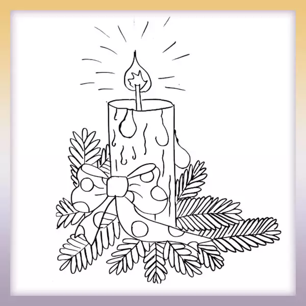 Candle with a bow - Online coloring page
