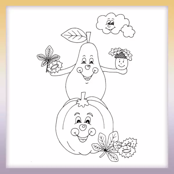Pumpkin and pear - Online coloring page