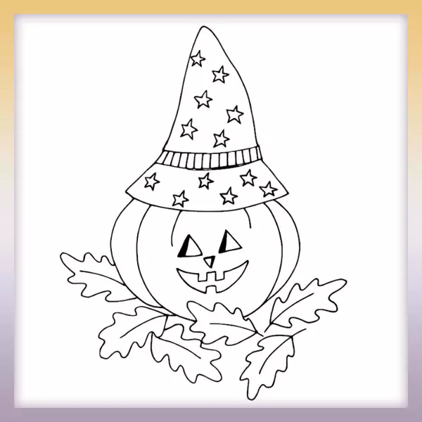 Pumpkin with a cap - Online coloring page