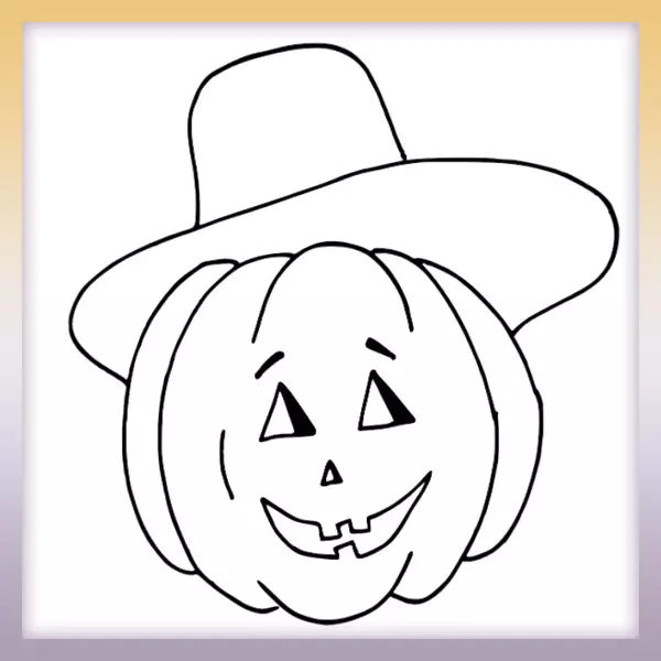 Pumpkin in a hat - Online coloring page