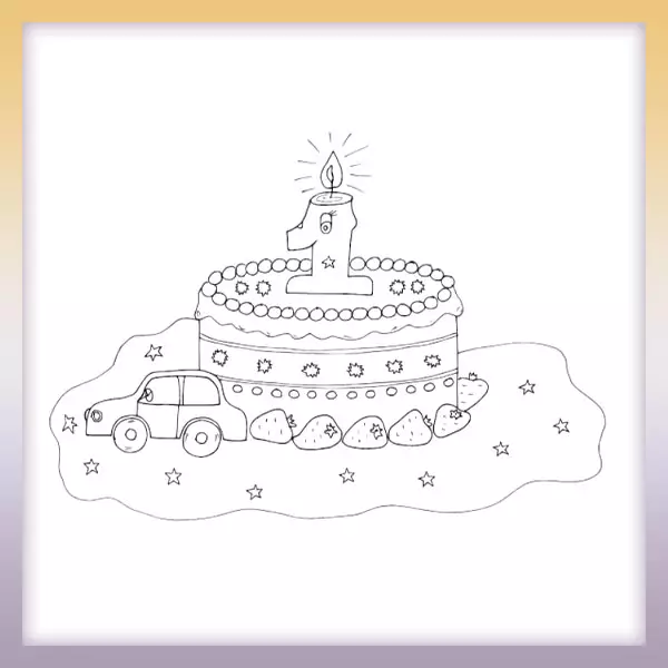 Birthday cake - Online coloring page