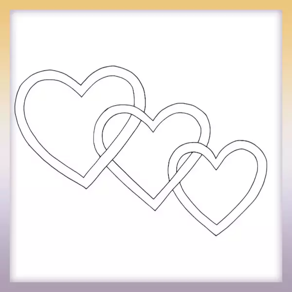Three hearts - Online coloring page