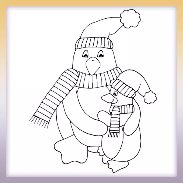 Penguins with scarfs - Online coloring page