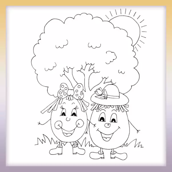 Smiling Easter eggs - Online coloring page