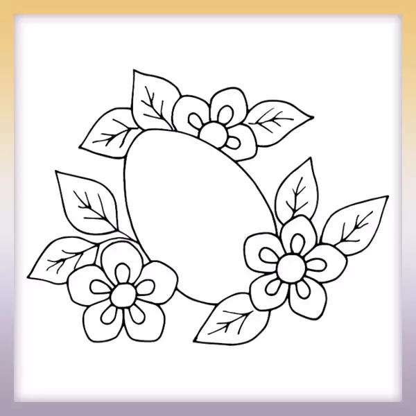 Egg and flowers - Online coloring page