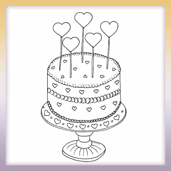 Valentine's cake - Online coloring page