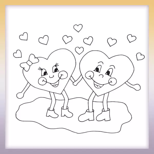 Valentine hearts - Online coloring page