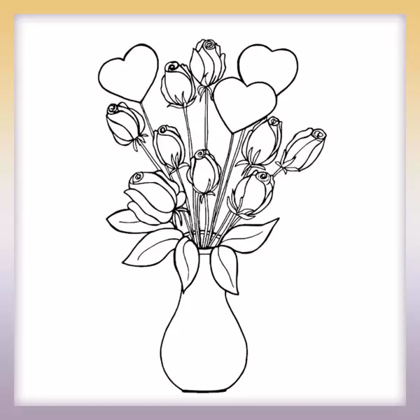 Vase with roses - Online coloring page