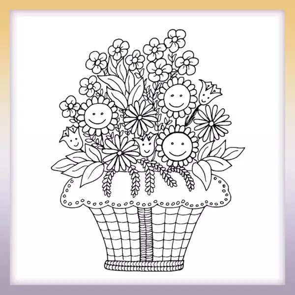 Merry flowers - Online coloring page