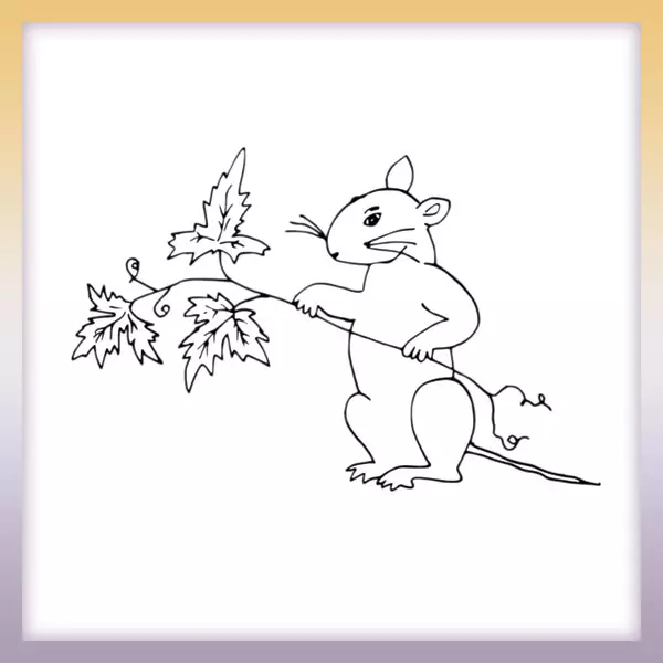Squirrel with leaves - Online coloring page