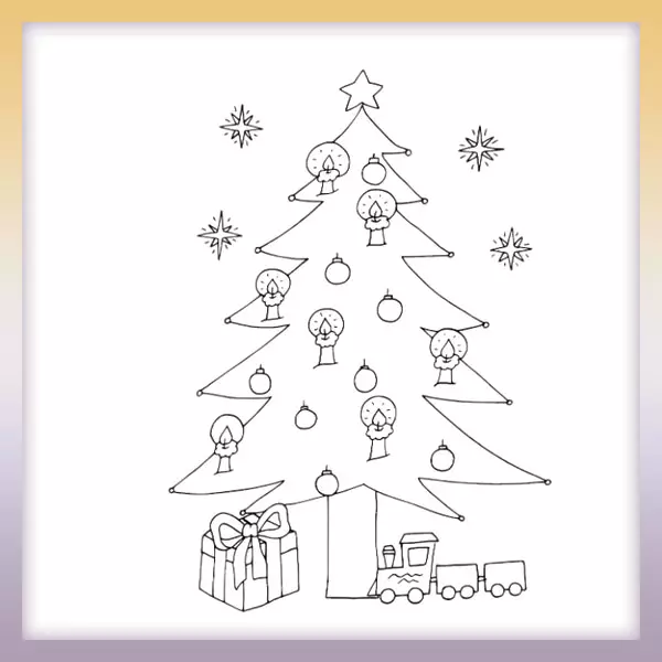 Christmas tree with star - Online coloring page