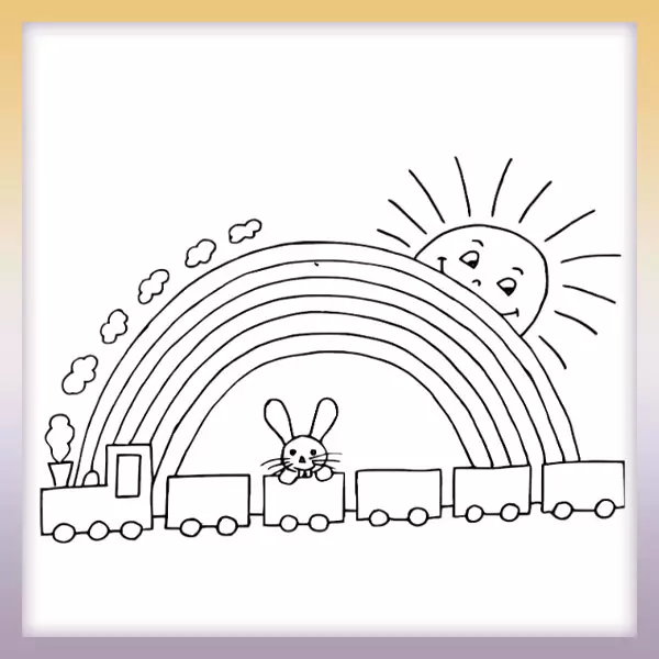 Train and rainbow - Online coloring page