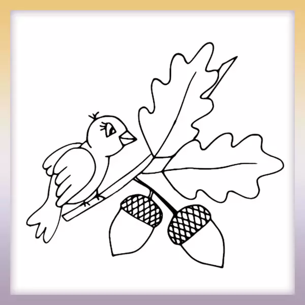 Bird on a branch - Online coloring page