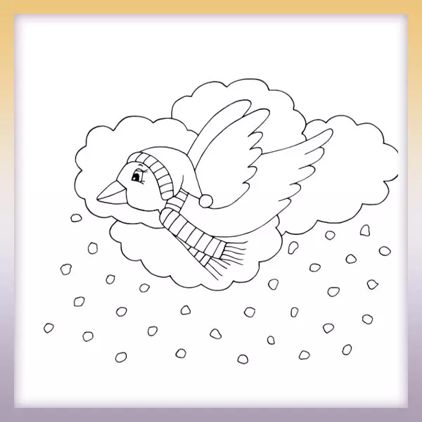 Bird with a scarf - Online coloring page