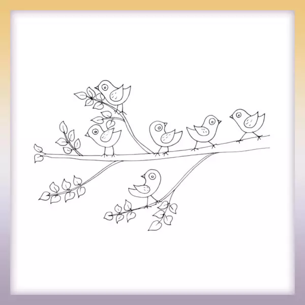 Birds on a branch - Online coloring page