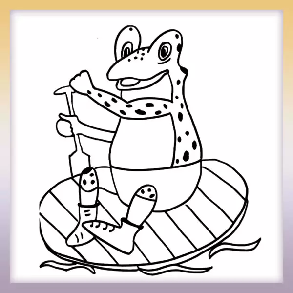 Frog on a leaf - Online coloring page