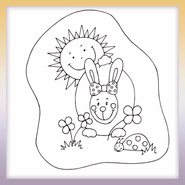 Hare and ladybug - Online coloring page