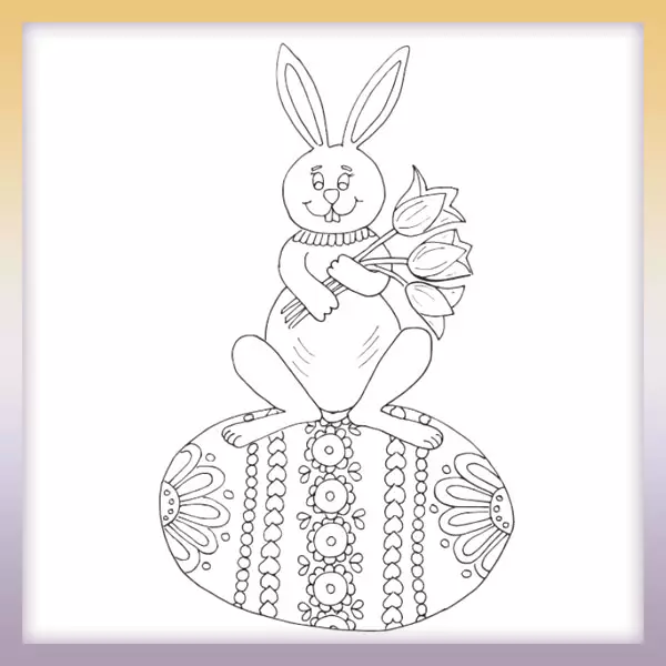 Hare with Easter egg - Online coloring page