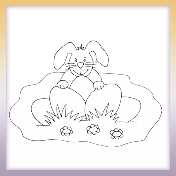Hare with eggs - Online coloring page
