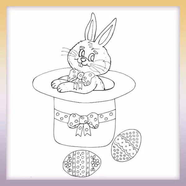 Rabbit in a hat - Online coloring page