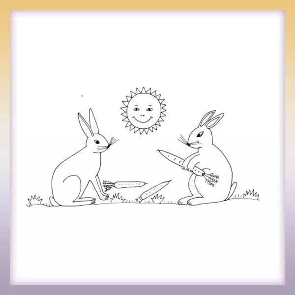 Rabbit with carrot - Online coloring page