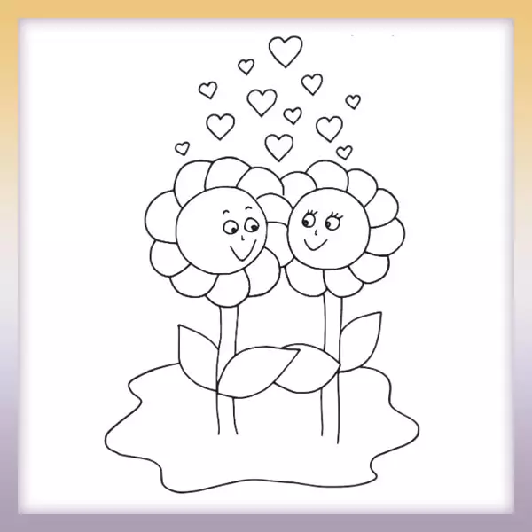 Flowers in love - Online coloring page