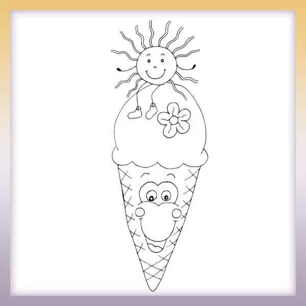 Ice cream and sun - Online coloring page